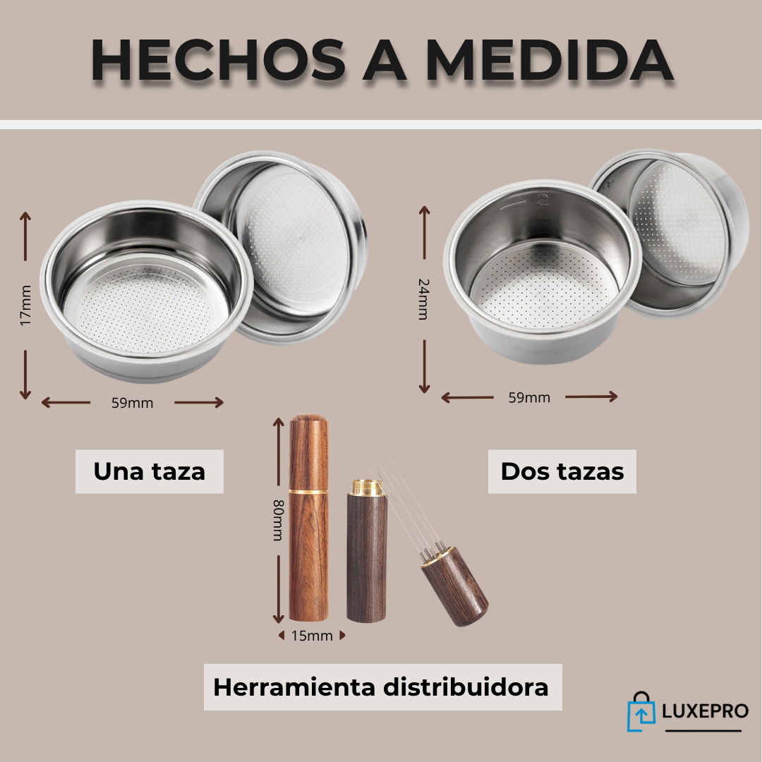 2 piezas de repuesto filtros de café presurizados 51mm de acero inoxidable para 1 y 2 tazas
