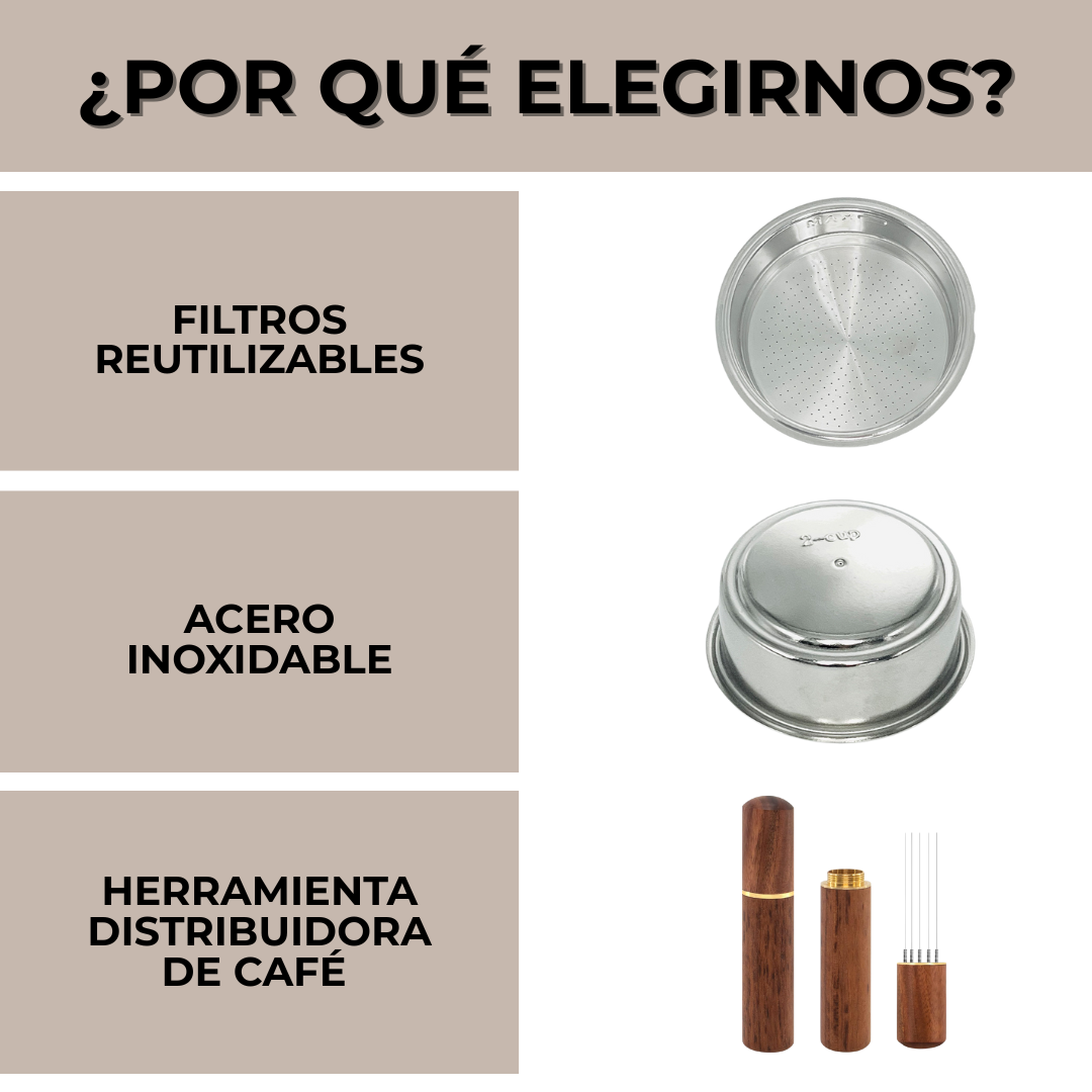 2 piezas de repuesto filtros de café presurizados 51mm de acero inoxidable para 1 y 2 tazas